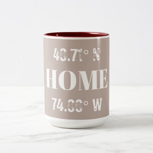 Benutzerdefinierte Zuhause-Koordinaten Zweifarbige Tasse (Mittel)