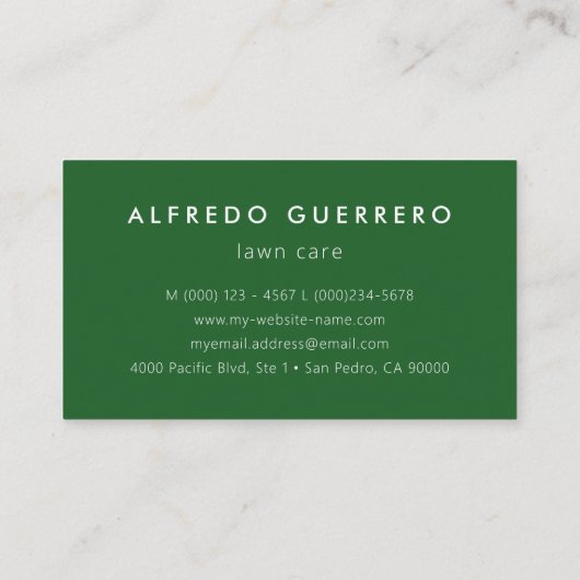 Benutzerdefinierte Zuhause-Rasenpflege Grödner Lan Visitenkarte (Rückseite)