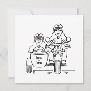 Benutzerdefinierte Zwei-Brautpaar-Motorrad-und-Sei Einladung
