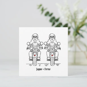 Benutzerdefinierte Zwei Brauts Biker Motorrad Aben Einladung