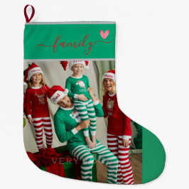 Benutzerdefinierte Zwei-Foto-Doppel Weihnachtsfami Großer Weihnachtsstrumpf