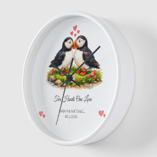 Benutzerdefinierte Zwei Herzen Eine Liebe Papageie Uhr
