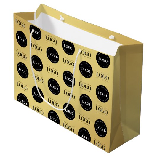 Benutzerdefinierte Zwei-Logo-Step-Repeat-Geschäft  Große Geschenktüte (Vorderseite Schrägansicht)