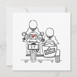 Benutzerdefinierte Zweirad-Braut-Motorrad und Beiw Einladung