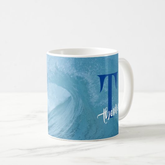 benutzerdefinierten MONOGRAMED OCEAN WAVE SURF NAM Kaffeetasse (VorderseiteRechts)