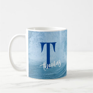 benutzerdefinierten MONOGRAMED OCEAN WAVE SURF NAM Kaffeetasse