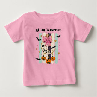 Benutzerdefinierter 1. Halloween Coquette-Bogen Mo Baby T-shirt
