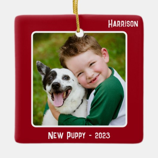 Benutzerdefinierter 2-Foto-2-seitiger Red Special Keramikornament (Vorderseite)