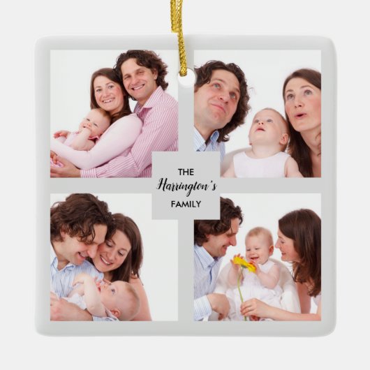 Benutzerdefinierter 4-Sektionen Fotocollage Quadra Keramikornament (Vorderseite)