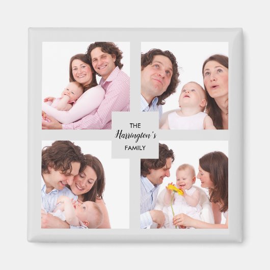 Benutzerdefinierter 4-Sektionen Fotocollage Quadra Magnet (Vorne)