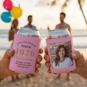 Benutzerdefinierter 50. Geburtstag Rosa Gold Mit F Dosenkühler