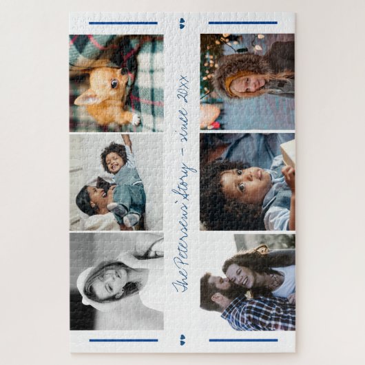 Benutzerdefinierter 6-Foto-Collage moderner Skript Puzzle (Vertikal)