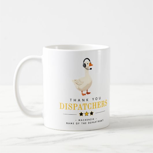 Benutzerdefinierter 911-Dispatcher Gans mit Headse Kaffeetasse (Links)