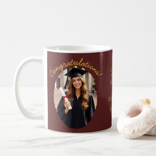 Benutzerdefinierter Abschluss-Fotomug Gratulation Kaffeetasse (Mit Donut)