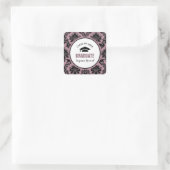 Benutzerdefinierter Abschluss für Damask-Muster Quadratischer Aufkleber (Tasche)