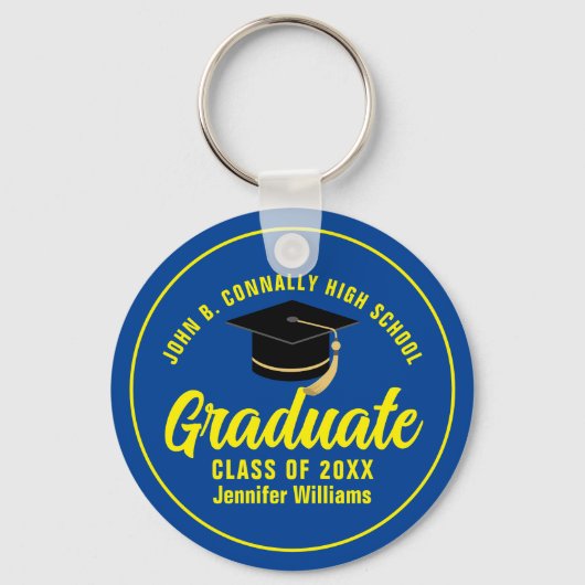 Benutzerdefinierter Abschluss für die blaugelbe Gr Schlüsselanhänger (Rückseite)