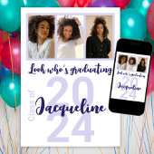 Benutzerdefinierter Abschluss Lila Skriptfoto-Coll Einladung