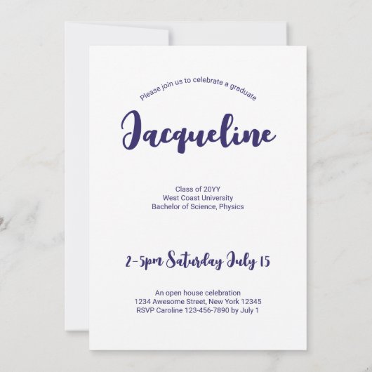 Benutzerdefinierter Abschluss Lila Skriptfoto-Coll Einladung (Rückseite)