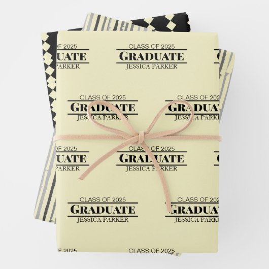 Benutzerdefinierter Abschluss Name Modern Geschenkpapier Set (Beispiel)