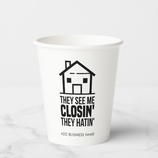 Benutzerdefinierter Agent- mit Echtzeit-Anwesen Pappbecher (Vorderseite)