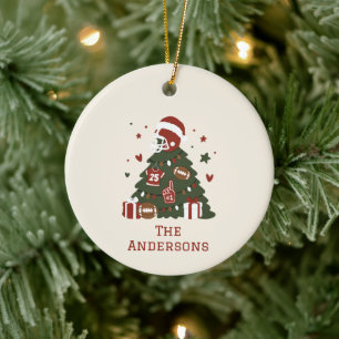 Benutzerdefinierter American Football Weihnachten Keramik Ornament