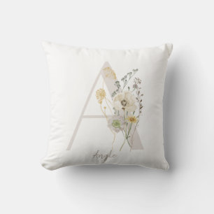 Benutzerdefinierter Anfang A mit weicher Blume Kissen