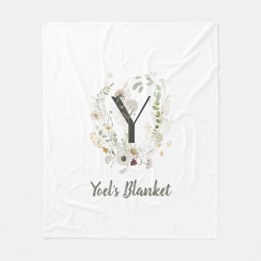 Benutzerdefinierter Anfang Y mit weicher Blume Fleecedecke (Vorderseite)