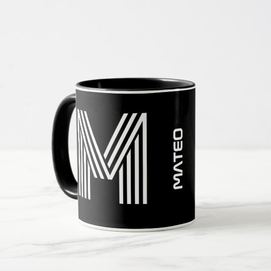Benutzerdefinierter Anfangs- und Name | Modern Bla Tasse (Vorderseite Links)