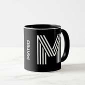 Benutzerdefinierter Anfangs- und Name | Modern Bla Tasse (VorderseiteRechts)