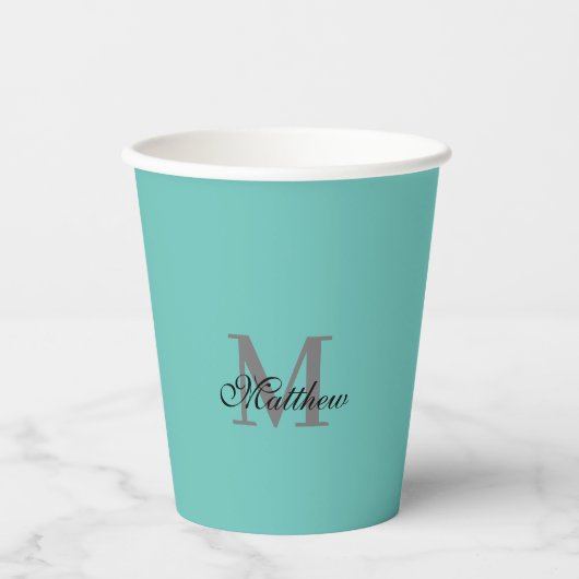 Benutzerdefinierter Anfangs- und Namenstext aquama Pappbecher (Vorderseite)