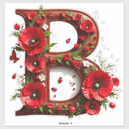 🌸 Benutzerdefinierter Anfangsbuchstabe B für gart Aufkleber (Blatt)