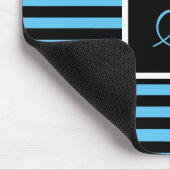 Benutzerdefinierter Anfangsbuchstabe Blau und schw Mousepad (Ecke)