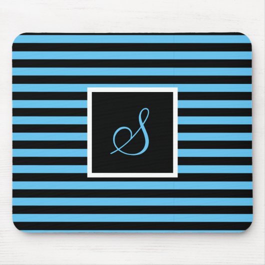 Benutzerdefinierter Anfangsbuchstabe Blau und schw Mousepad (Vorne)