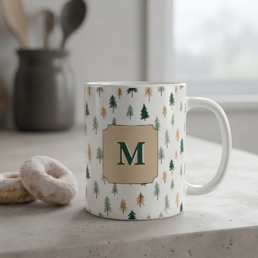 Benutzerdefinierter Anfangsbuchstabe Pine Mug | Pe Kaffeetasse