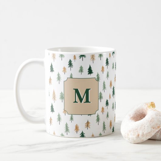 Benutzerdefinierter Anfangsbuchstabe Pine Mug | Pe Kaffeetasse (Mit Donut)