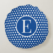 Benutzerdefinierter Anfangsbuchstabe Polka Dot Nav Rundes Kissen (Rückseite)