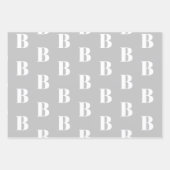 Benutzerdefinierter Anfangsbuchstabe Schwarz-weiß  Geschenkpapier Set (Vorderseite 2)