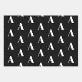Benutzerdefinierter Anfangsbuchstabe Schwarz-weiß  Geschenkpapier Set (Vorderseite)