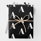 Benutzerdefinierter Anfangsbuchstabe Schwarz-weiß Geschenkpapier Set (Beispiel)
