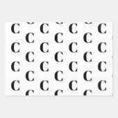 Benutzerdefinierter Anfangsbuchstabe Schwarz-weiß  Geschenkpapier Set (Vorderseite 3)
