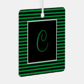 Benutzerdefinierter Anfangsgrün und schwarz Streif Ornament Aus Metall (Vorderseite Rechts)