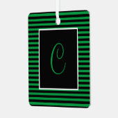 Benutzerdefinierter Anfangsgrün und schwarz Streif Ornament Aus Metall (Vorderseite links)