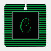 Benutzerdefinierter Anfangsgrün und schwarz Streif Ornament Aus Metall (Rückseite)