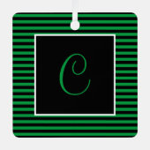 Benutzerdefinierter Anfangsgrün und schwarz Streif Ornament Aus Metall (Vorderseite)