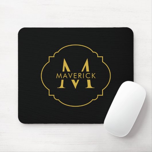 Benutzerdefinierter Anfangsname Elegant Modern Sch Mousepad (Mit Mouse)