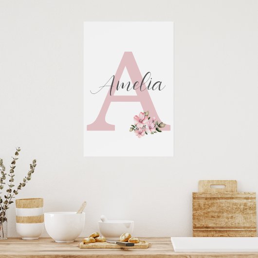 Benutzerdefinierter Anfangsname Personalisiertes K Poster (Küche)