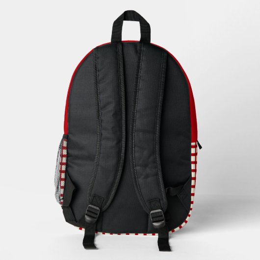 Benutzerdefinierter Anfangsname Red Gingham Girly Bedruckter Rucksack (Rückseite)