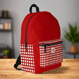Benutzerdefinierter Anfangsname Red Gingham Girly  Bedruckter Rucksack