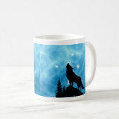 Benutzerdefinierter Aqua-Wolf-Initial-Design-Kaffe Kaffeetasse (VorderseiteRechts)