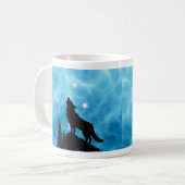 Benutzerdefinierter Aqua-Wolf-Initial-Design-Kaffe Kaffeetasse (Vorderseite Links)